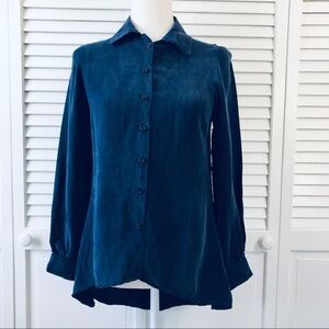 AMERICAN GOLD Blue Sude Button Down Shirt Size Small